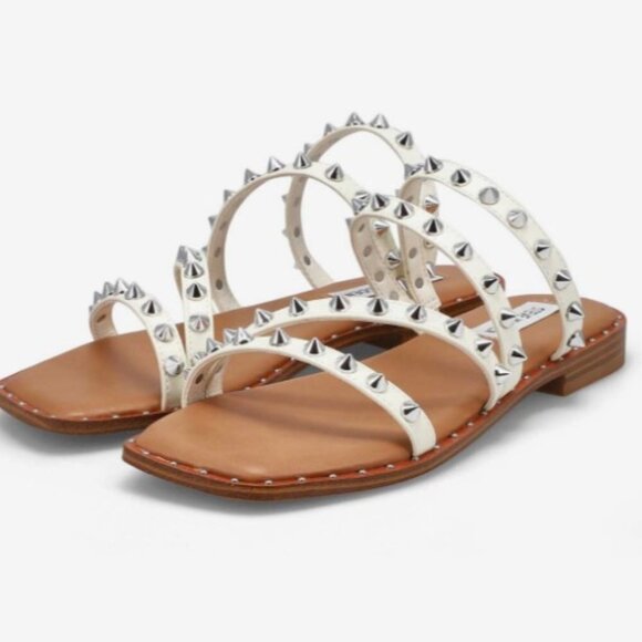 Steve Madden Selina Strappy Slide Sandal white silver 8 - Picture 1 of 10